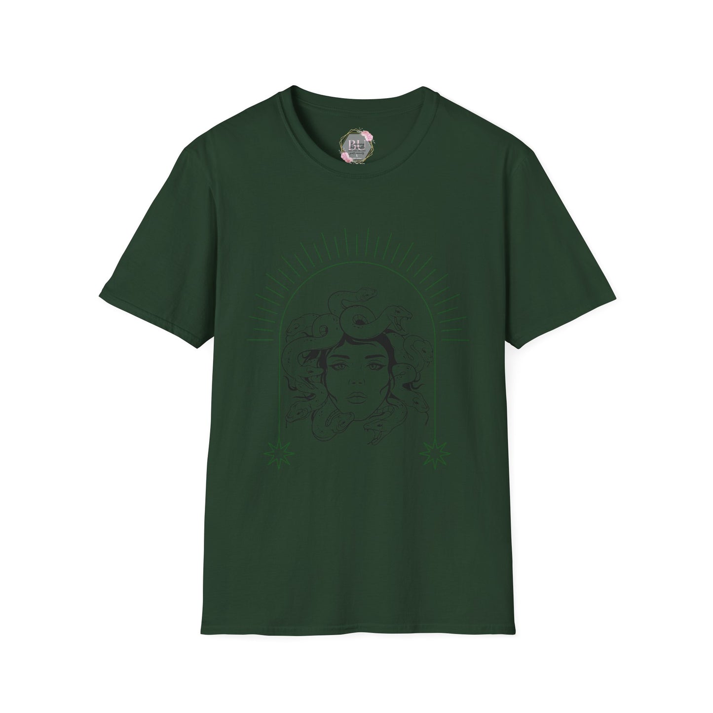 Medusa- Boho Chic Graphic Tee, Unisex Softstyle T-Shirt, Art Lover Gift, Casual Wear, Eco-Friendly Fashion, Gift for Her
