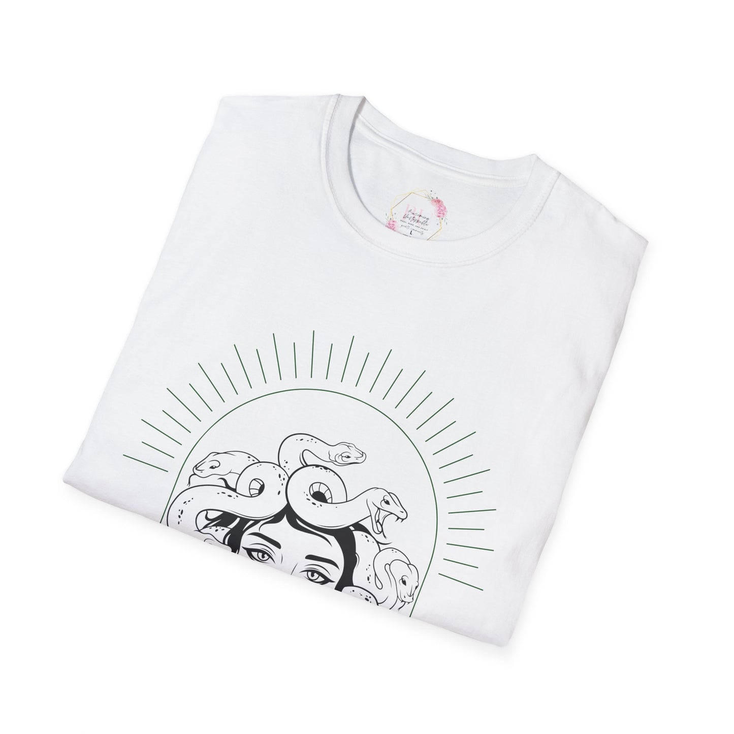 Medusa- Boho Chic Graphic Tee, Unisex Softstyle T-Shirt, Art Lover Gift, Casual Wear, Eco-Friendly Fashion, Gift for Her