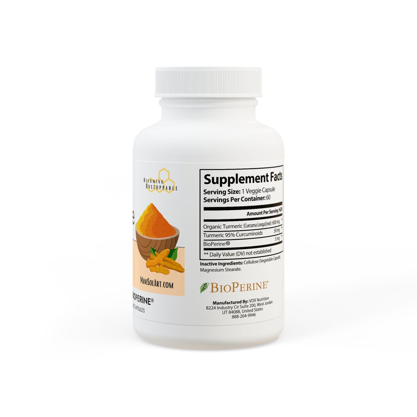 Turmeric with BioPerine® (Black Pepper Fruit Extract) Supplement (60 Capsules)