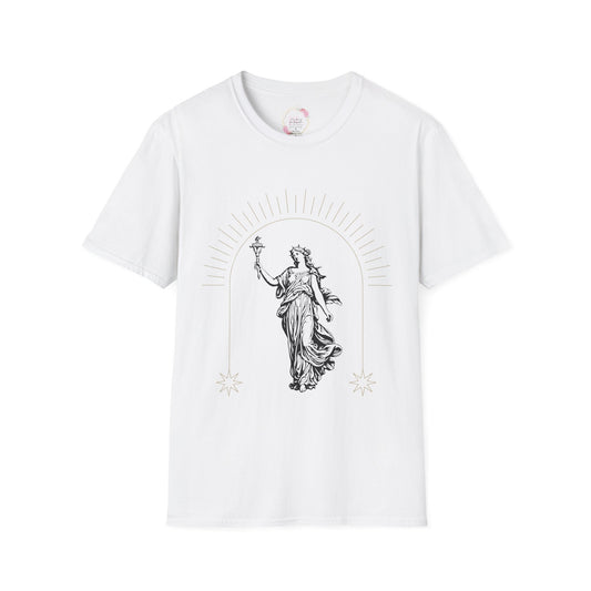 Radiant Libertas Goddess-  Unisex T-Shirt - Vintage Aesthetic Tee, Everyday Wear, Gift Idea, Boho Style, Casual Fashion, Summer Outing