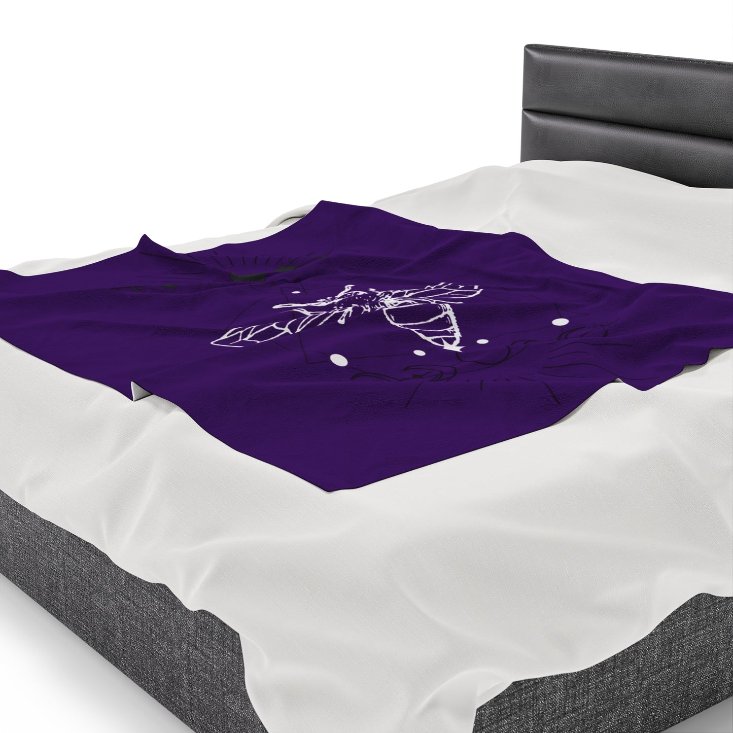 Royal Purple Velveteen Plush Blanket -Bee Connected