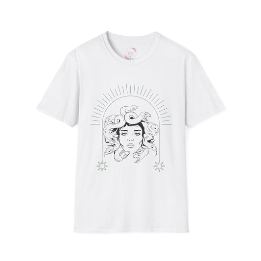 Medusa- Boho Chic Graphic Tee, Unisex Softstyle T-Shirt, Art Lover Gift, Casual Wear, Eco-Friendly Fashion, Gift for Her
