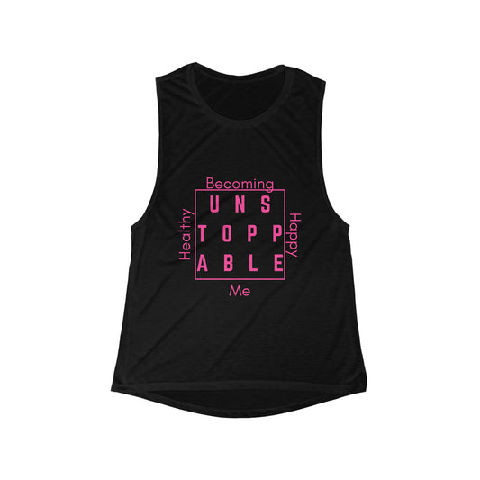 Square Unstoppable- PINK- Women's Flowy Scoop Muscle Tank